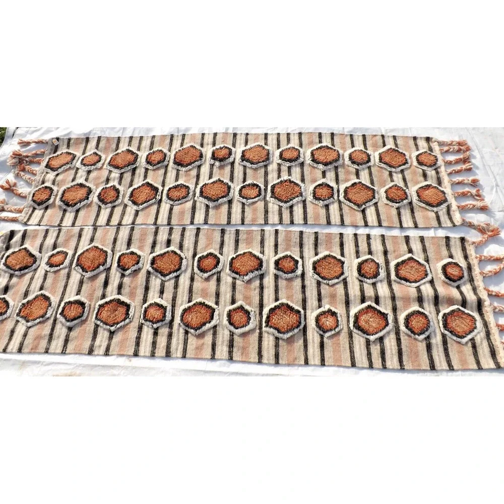 2 Creative Co-Op Cotton Tufted Kilim Floor Runner w/Braided Tassels - 2' x 8' ea
